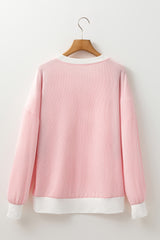 Corded Color block Drop Shoulder Loose Top