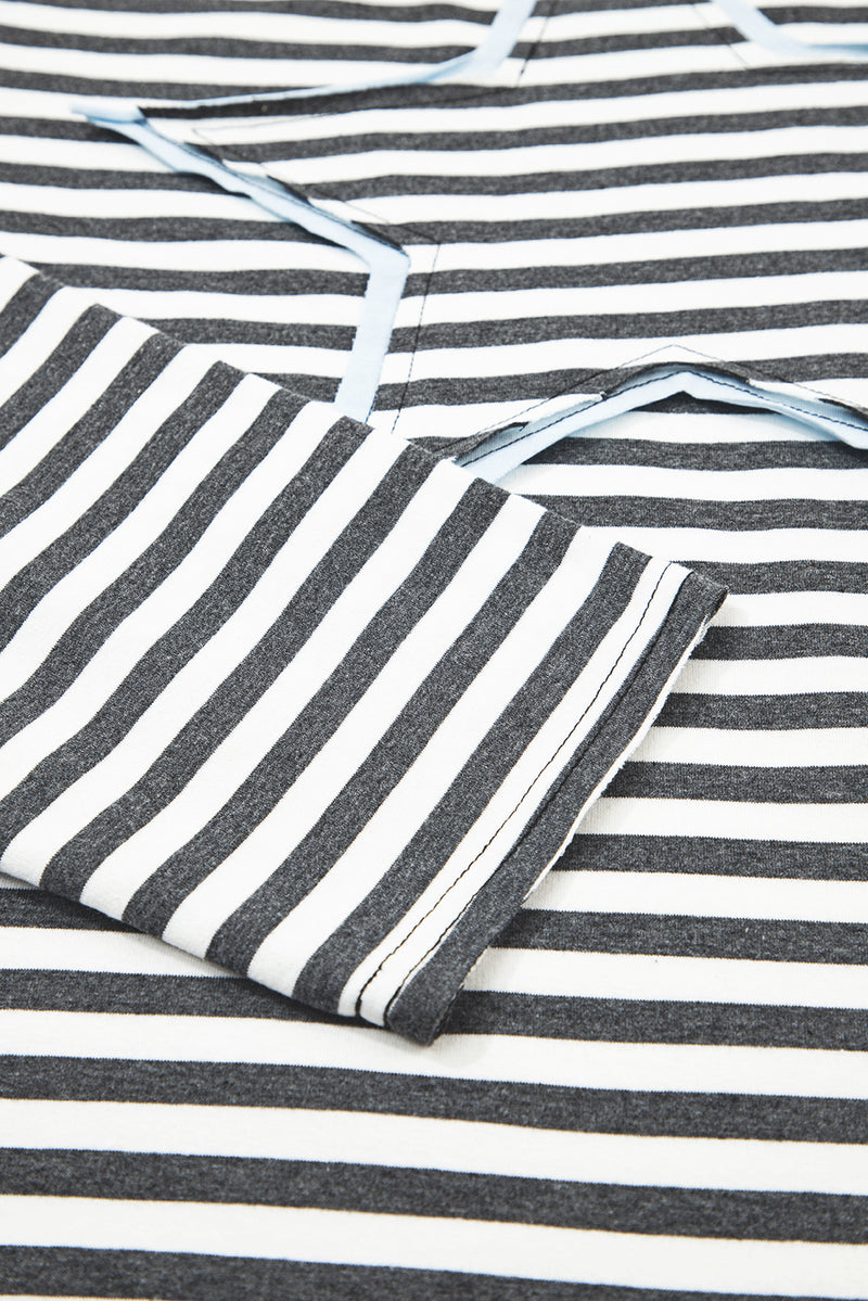Stripe Starry Patch Drop Shoulder Raw Edge Casual Knit Top