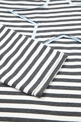 Stripe Starry Patch Drop Shoulder Raw Edge Casual Knit Top