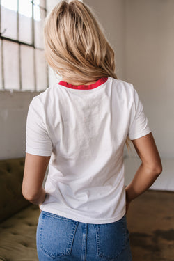 Rainbow Stripe Print Contrast Crewneck T Shirt