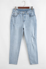 Mid Rise Ankle-Length Distressed Skinny Jeans