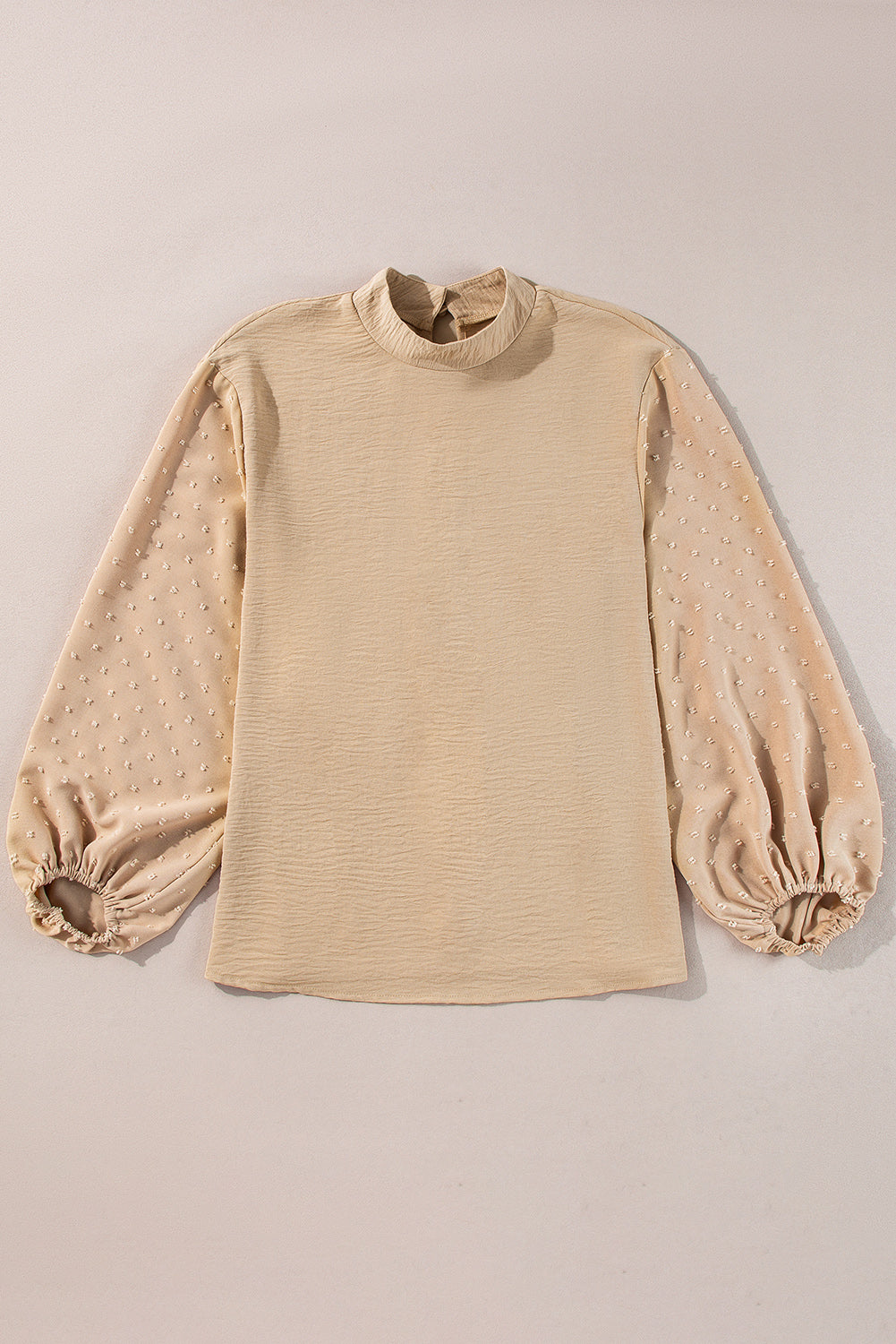 Swiss Dot Balloon Sleeve Loose Blouse