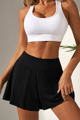 Solid Color High Waist Wide Leg Swim Bottom