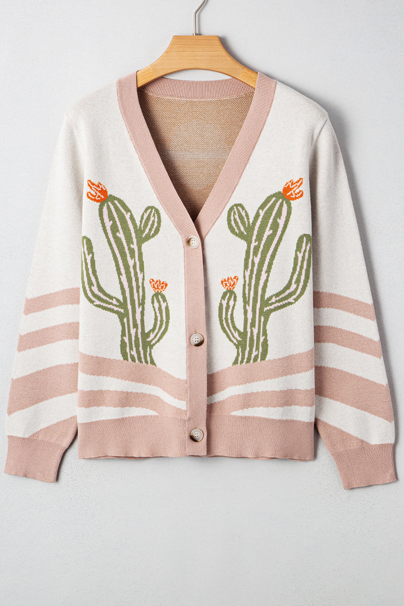 Desert Cactus Buttoned Front Sweater Cardigan