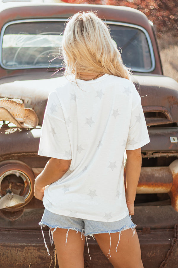 Patriotic Flag Bow Graphic Starry Round Neck T Shirt