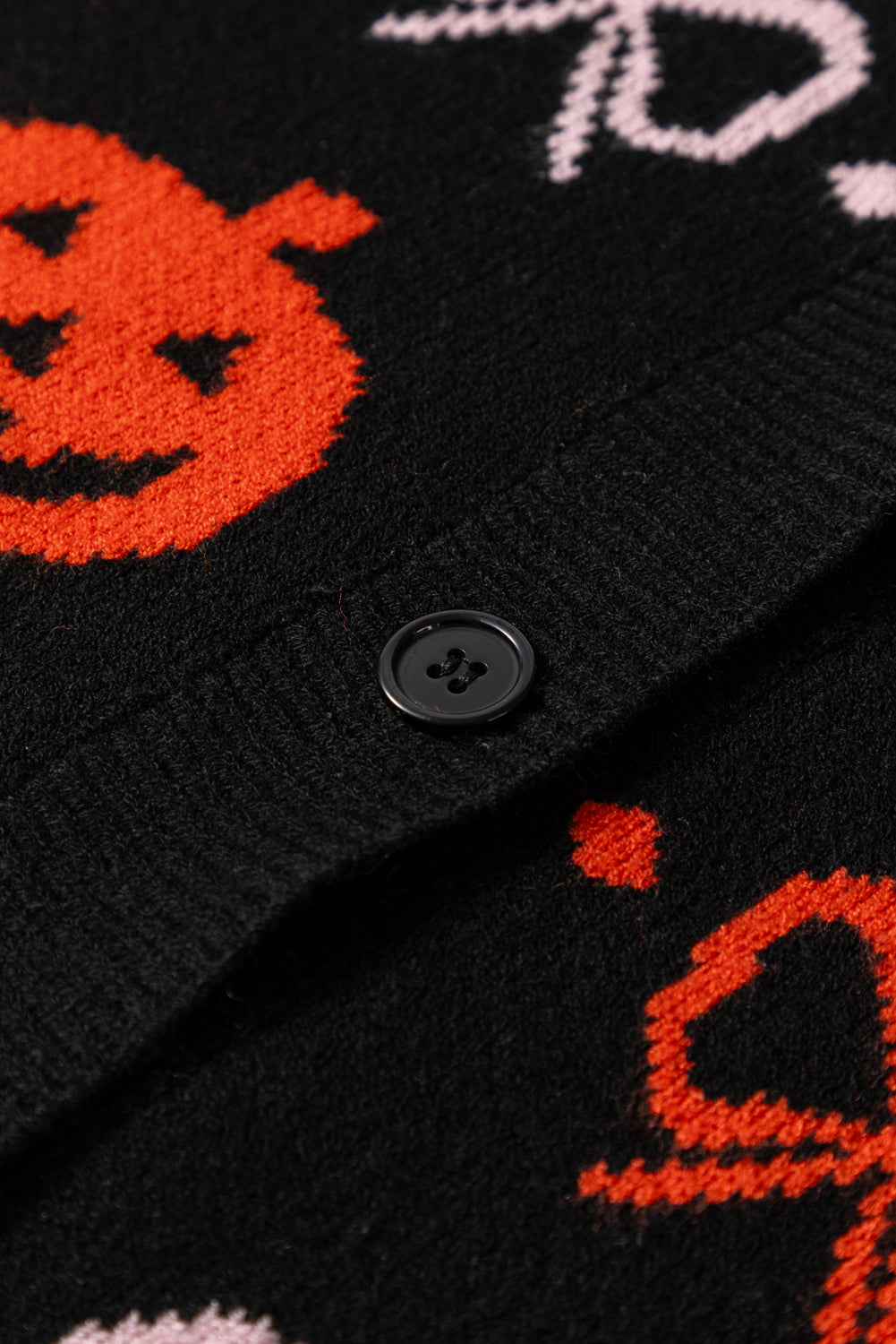 Halloween Pumpkin Bow Knit Button V Neck Sweater Cardigan