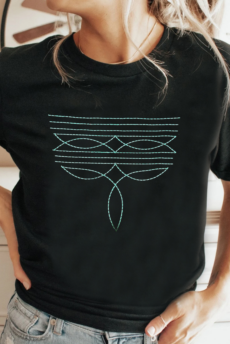 Western Fashion Geometric Embroidered T Shirt