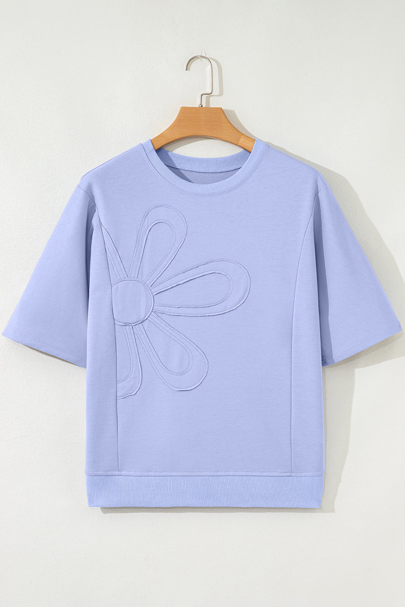 Floral Patched Half Sleeve Tunic Top