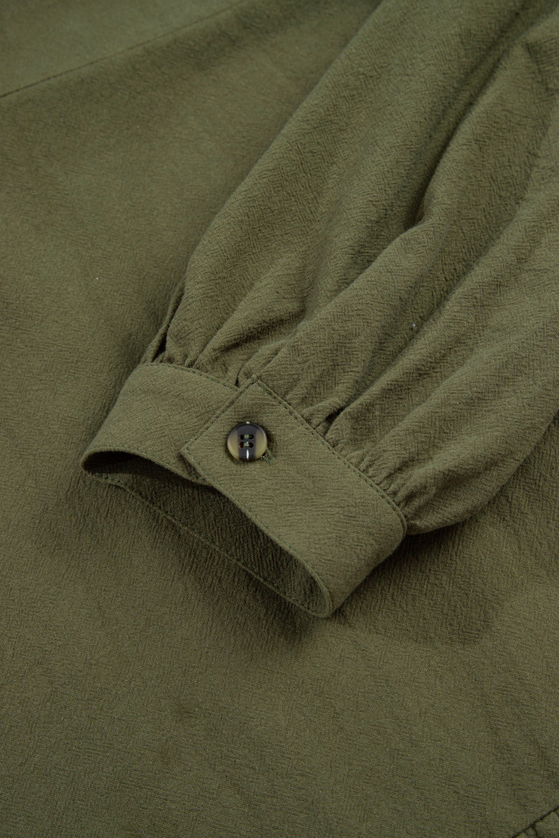 Four Leaf Clover Plus Size Collar Half Button Long Sleeve Ruffle Hem Mini Dress