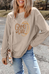 Twisted Rib Texture game day Rugby Embroidered Baggy Sweatshirt