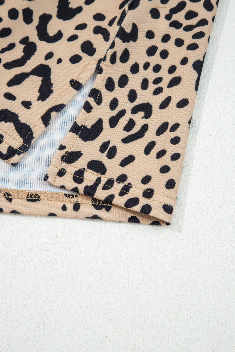 Leopard Print Long Batwing Sleeve Loose Top