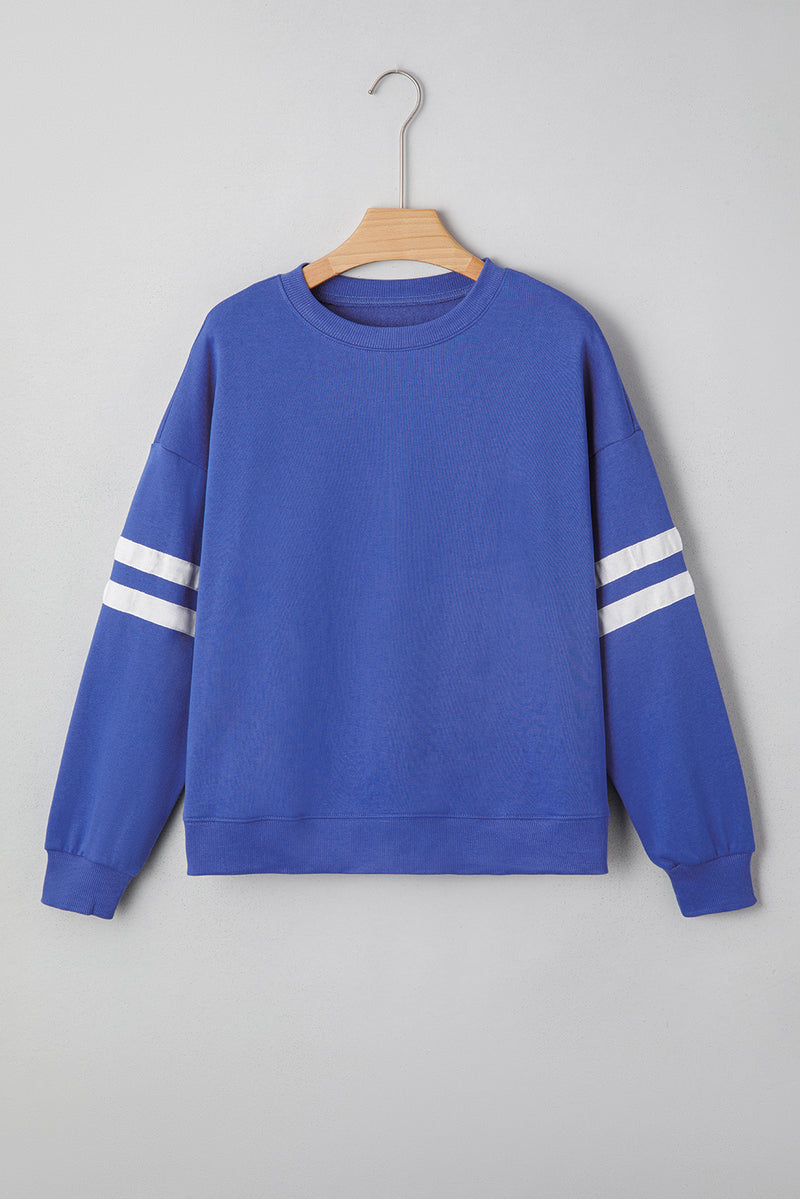 Varsity Striped Detail Drop Shoulder Oversized Sweatshirt