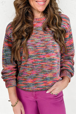 Space Dye Yarn Crew Neck Sweater