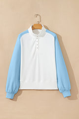 Colorblock Snap Buttons Pullover Sweatshirt