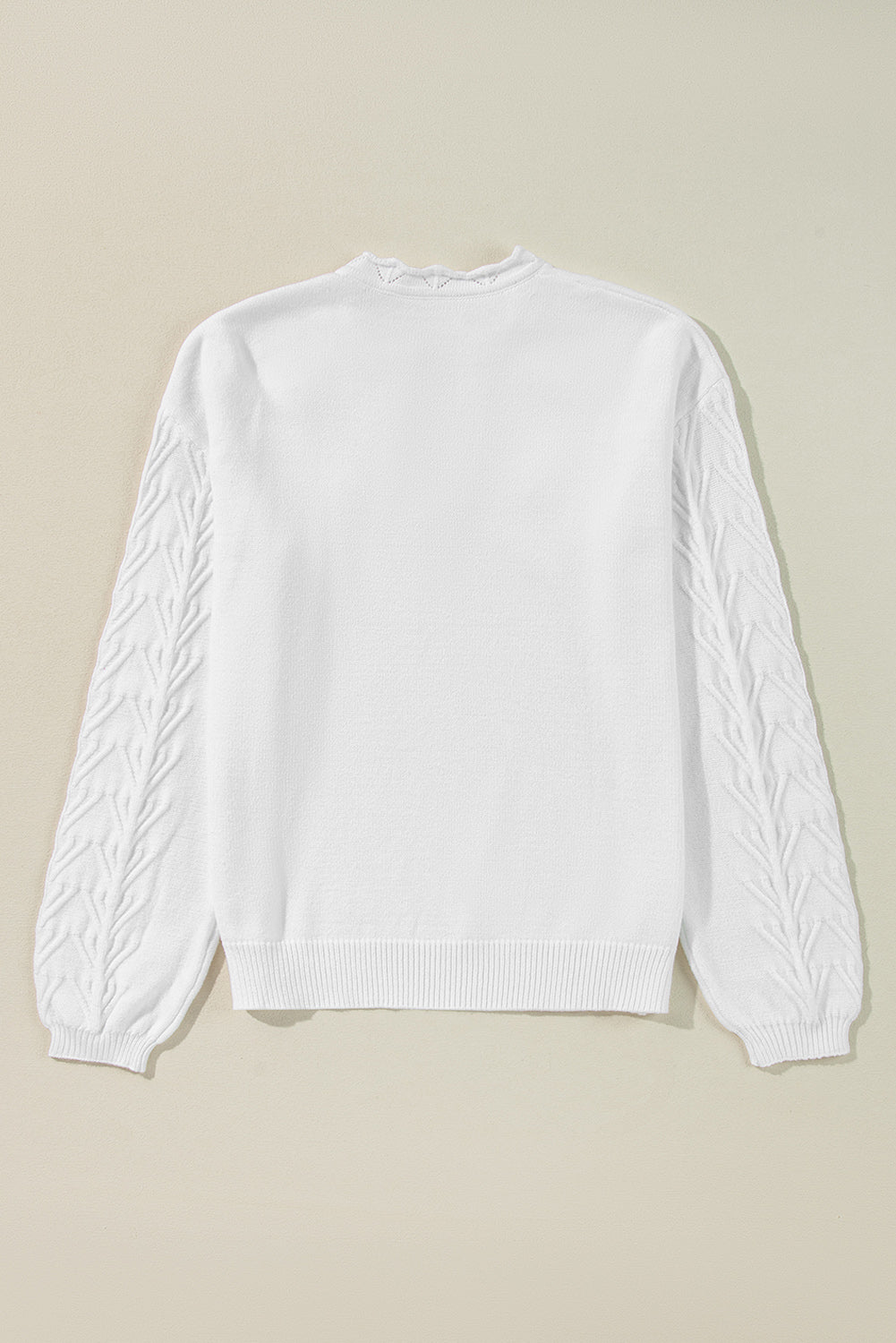 Solid Flower Detail Knitted Notched Neck Sweater