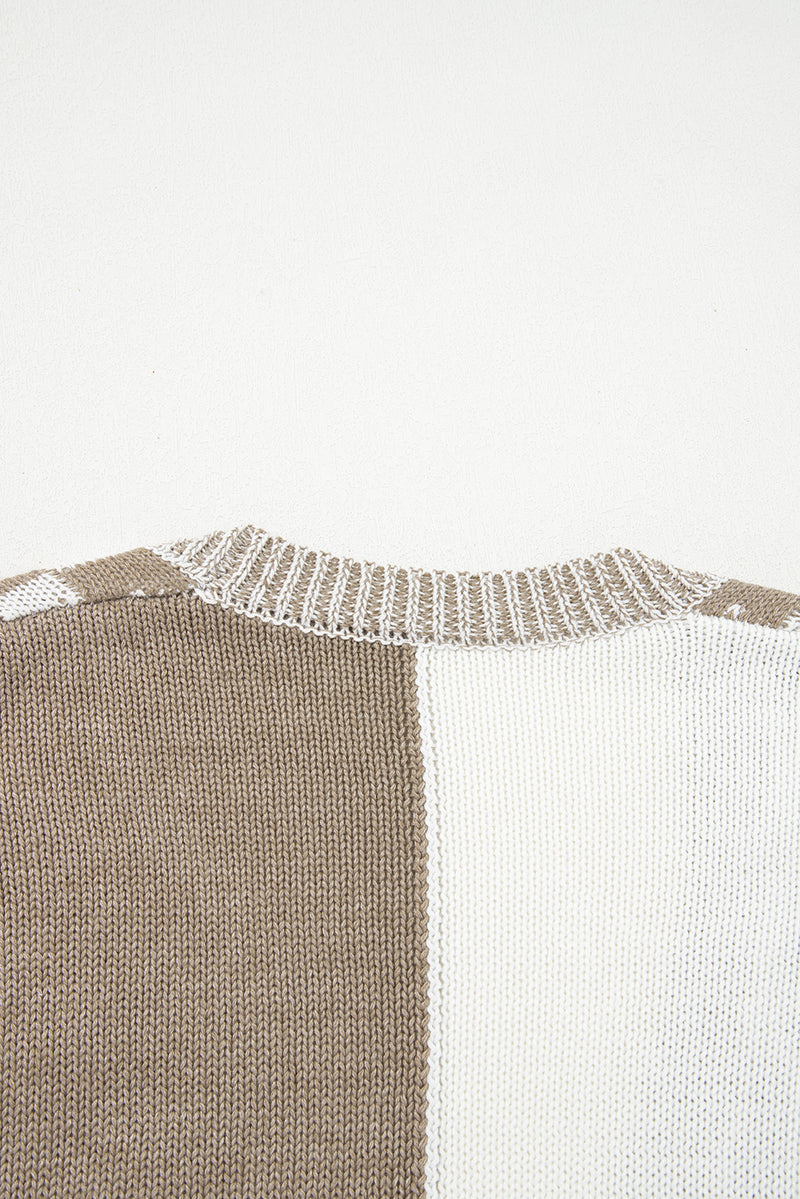 Checkered Open Front Drop Shoulder Cardigan