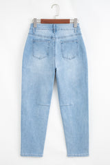 High Rise Barrel Relaxed Patch Pocket Jeans