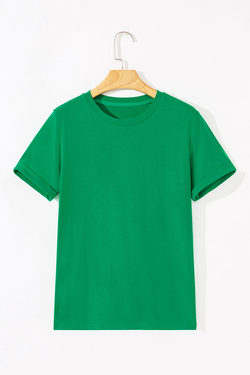 Bright Casual Plain Crew Neck Tee