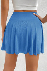 A-line Draped High Waist Phone Pocket Lined Skort