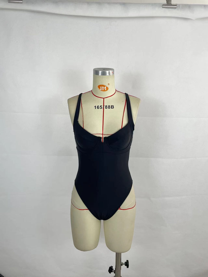 Women's Contrast Color One-piece Swimsuit Bikini