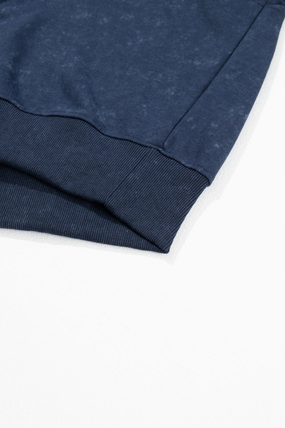 Solid Washed Snap Buttons Lantern Sleeve Pullover Sweatshirt