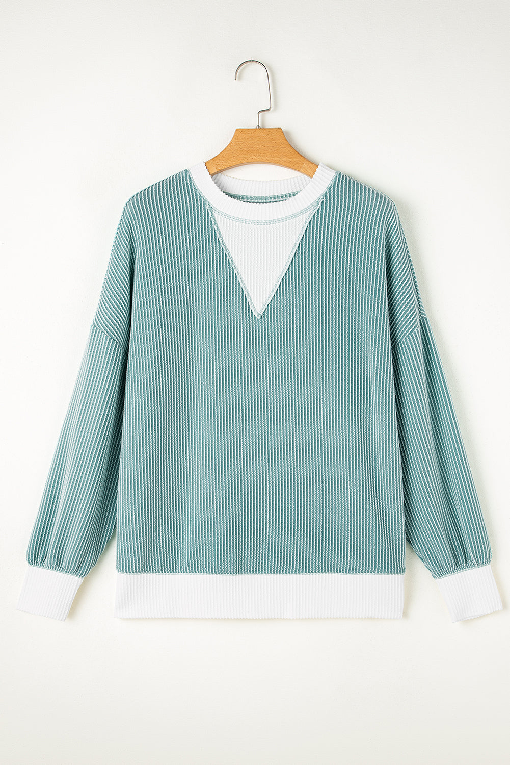 Corded Color block Drop Shoulder Loose Top