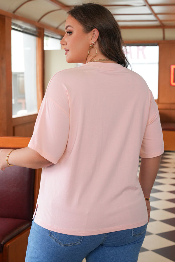 Eyelet Lace Star Applique Plus Size T Shirt