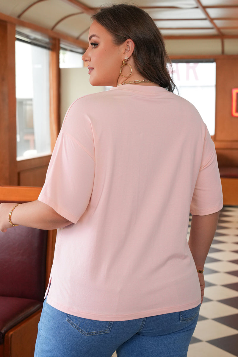 Eyelet Lace Star Applique Plus Size T Shirt