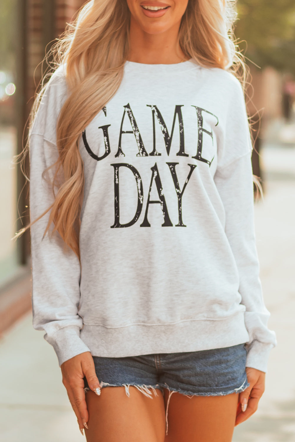 Vintage Washed GAME DAY Graphic Baggy Sweatshirt