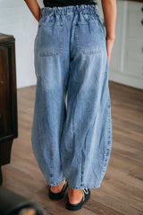 Patch Pocket Drawstring Paper bag Waist Barrel Jeans