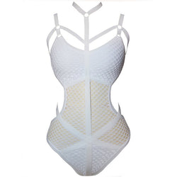Strappy Hollow Mesh One-Piece Monokini