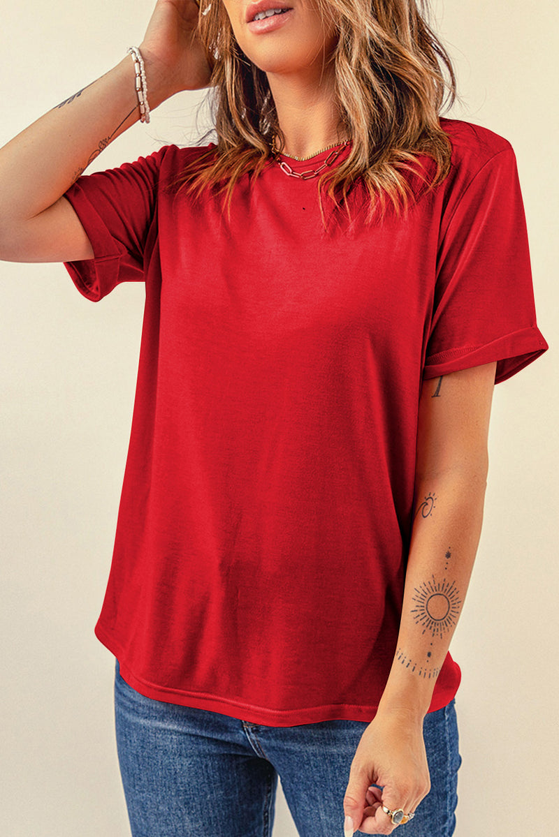Bright Casual Plain Crew Neck Tee