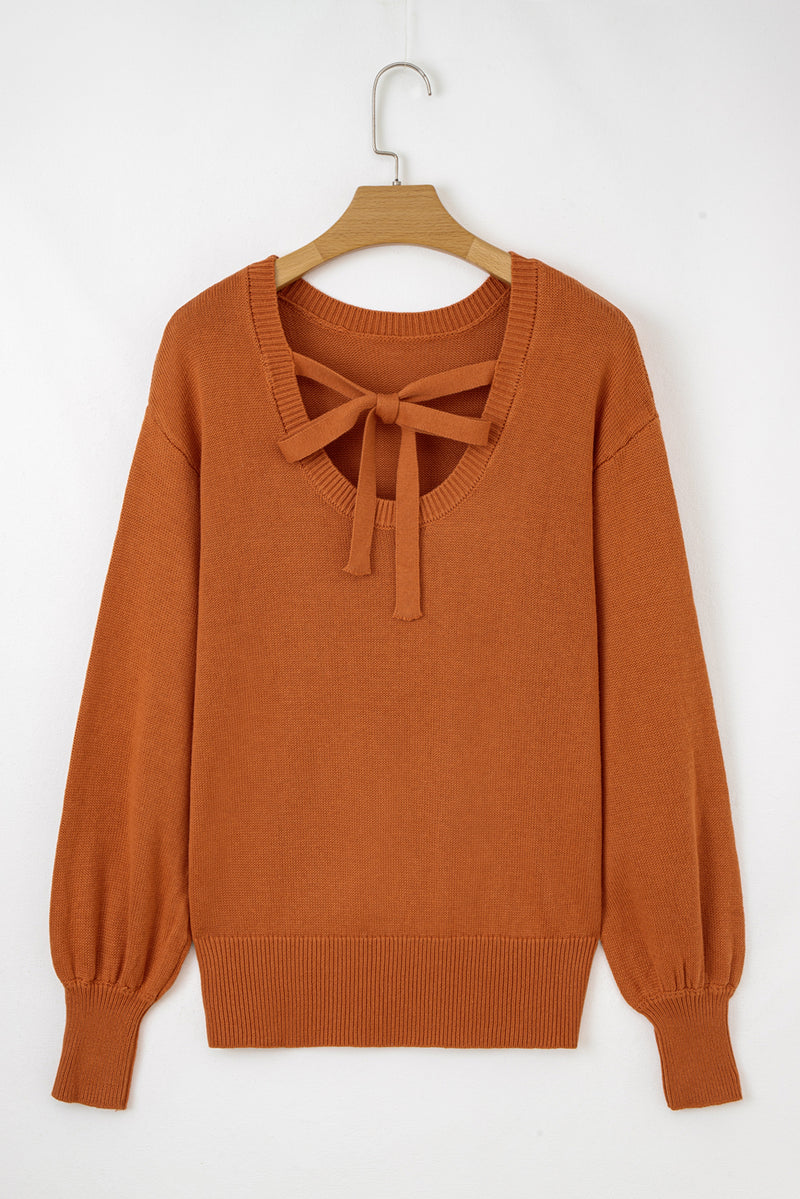Solid Color Ribbed Trim Drop Shoulder Sweater