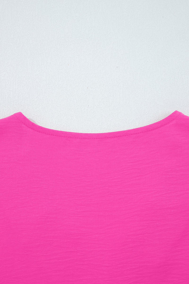 Frilled V Neckline Bracelet Sleeve Crinkled Blouse