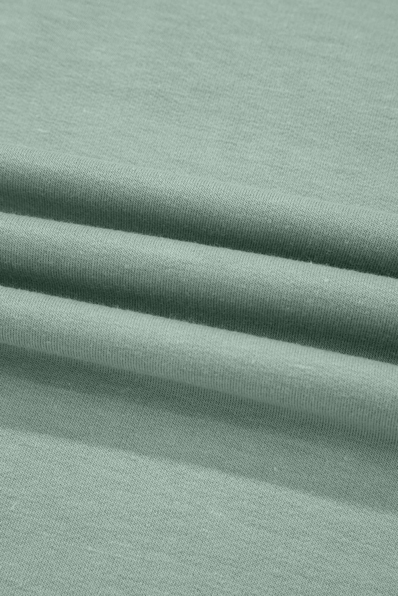 Clearly Aqua Floral Patched Half Sleeve Tunic Top