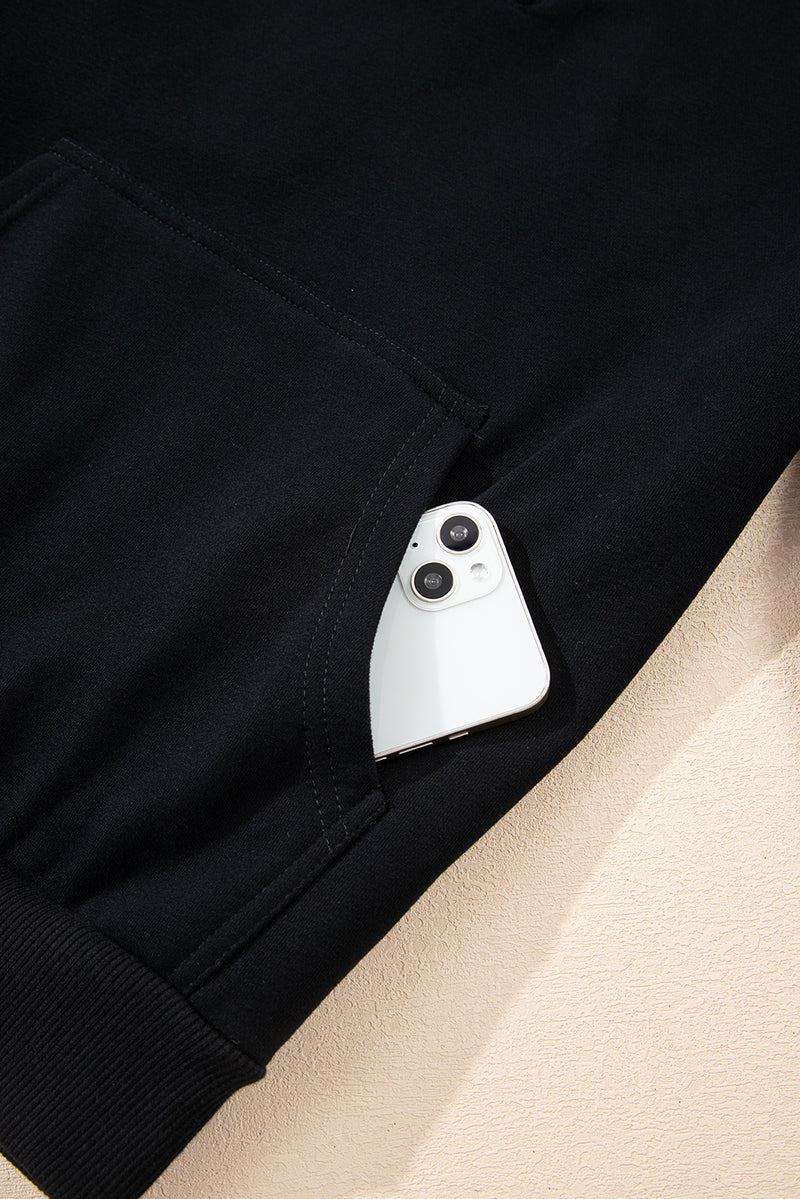 Solid Button Drawstring Hooded Pullover and Casual Short Set
