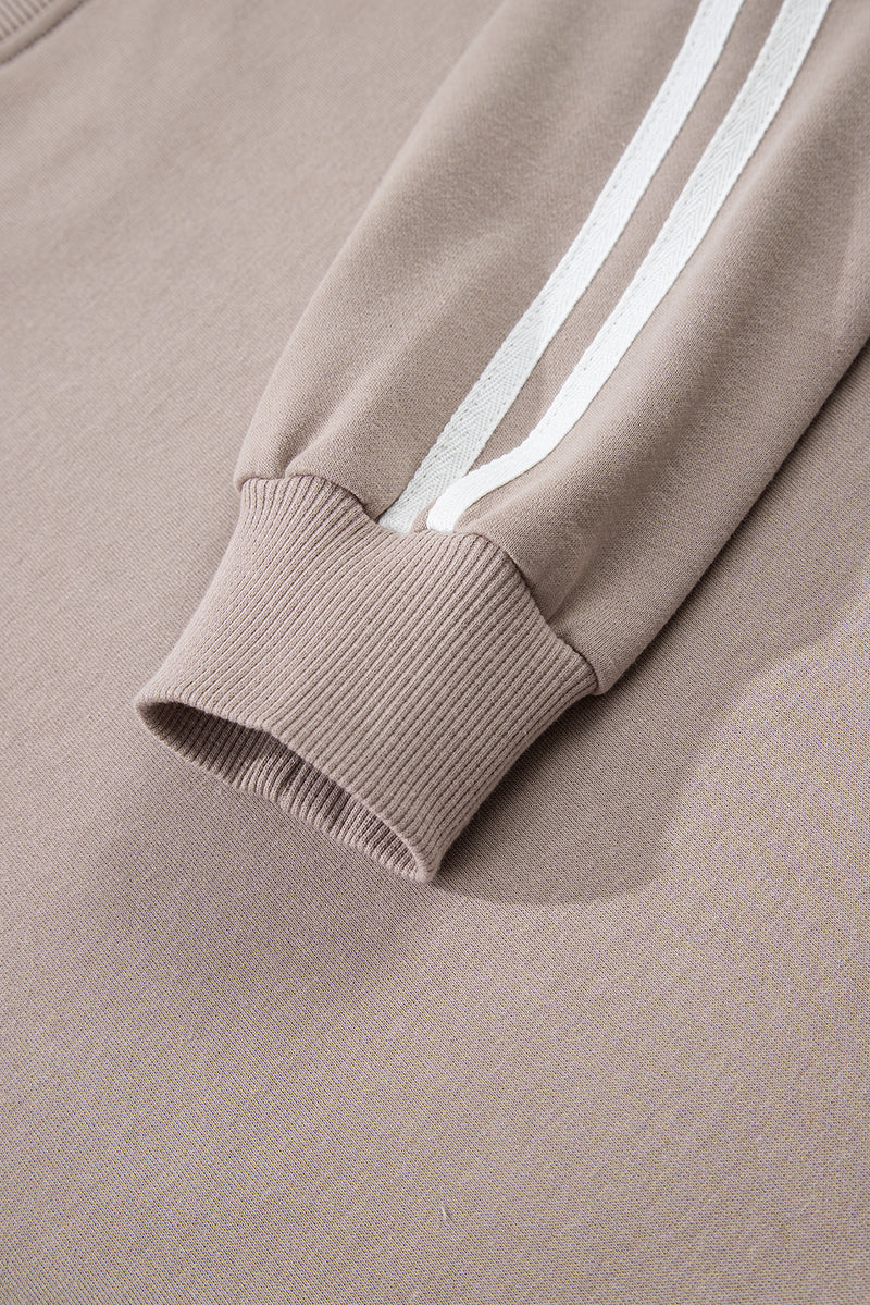 Varsity Striped Detail Crewneck Pullover Elastic Sweatpants 2pcs Outfit