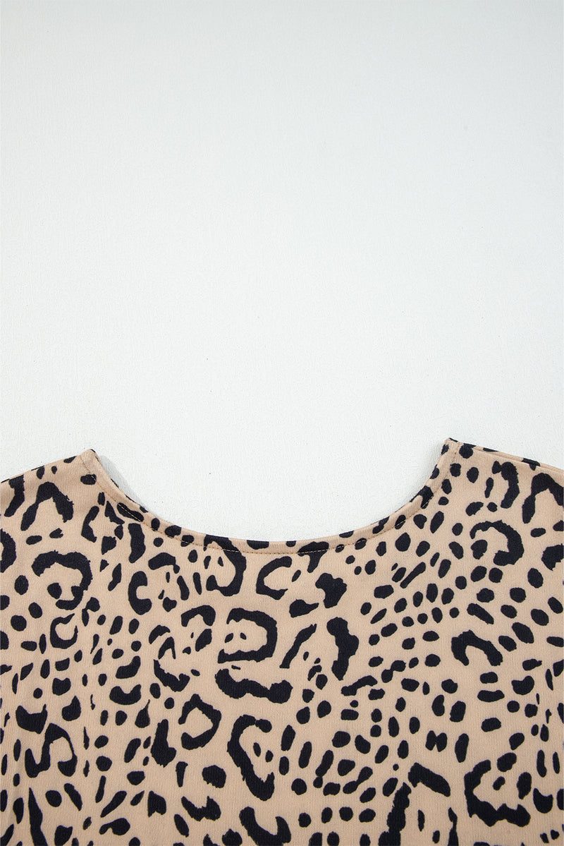 Leopard Print Long Batwing Sleeve Loose Top