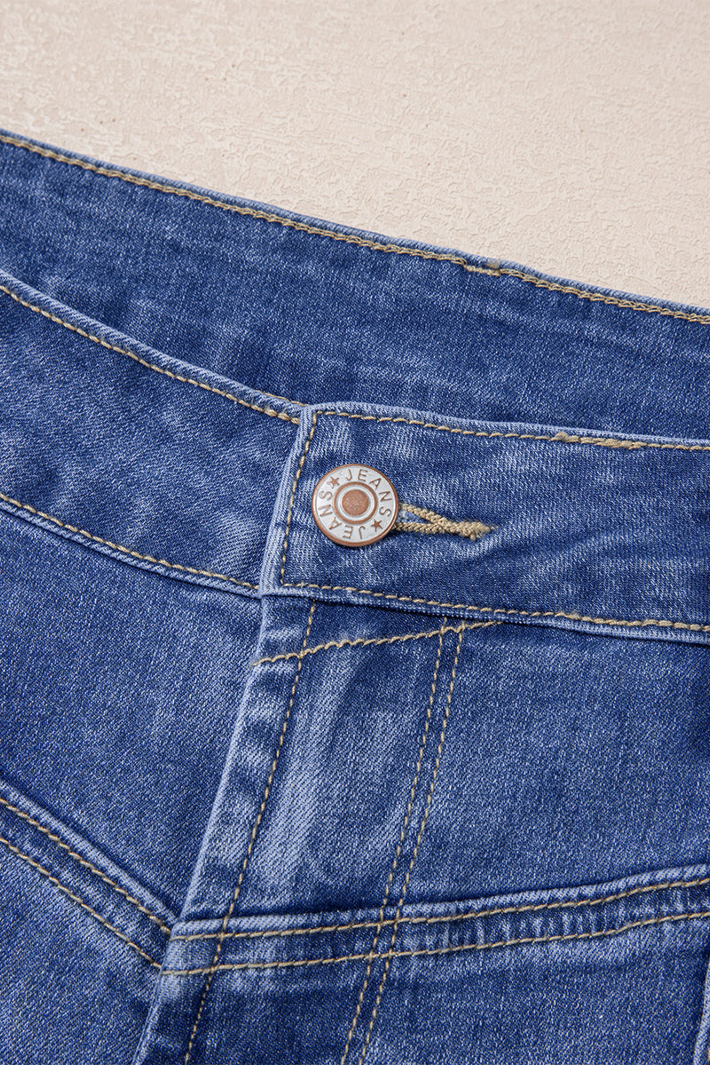 Tailored Center Seam Detail Straight Loose High Rise Jeans
