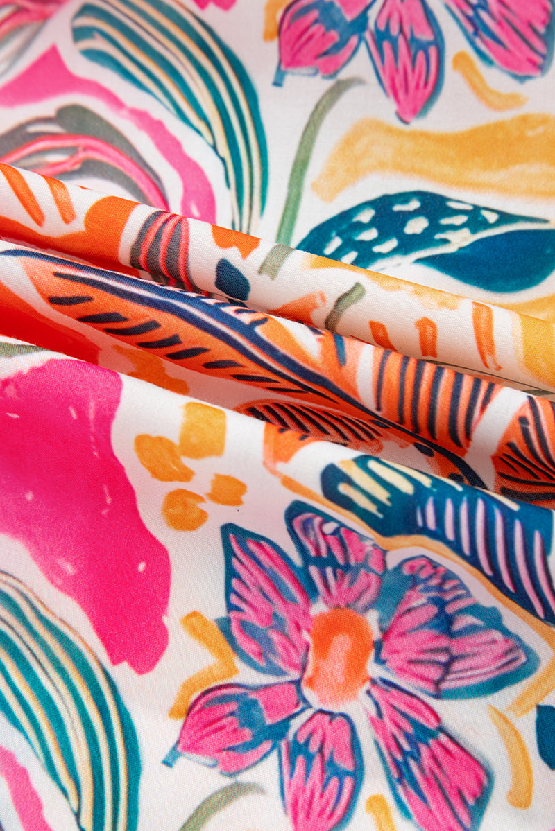 Tropical Vacation Vibe Printed Button Up Short Sleeve Shirt