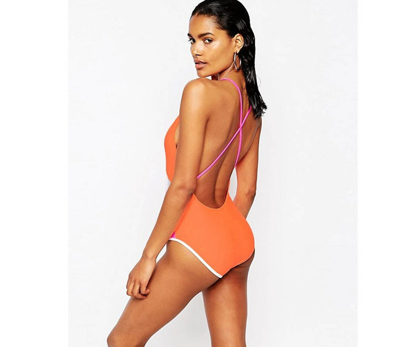 women's mesh stitching sexy bikini one-piece swimsuit