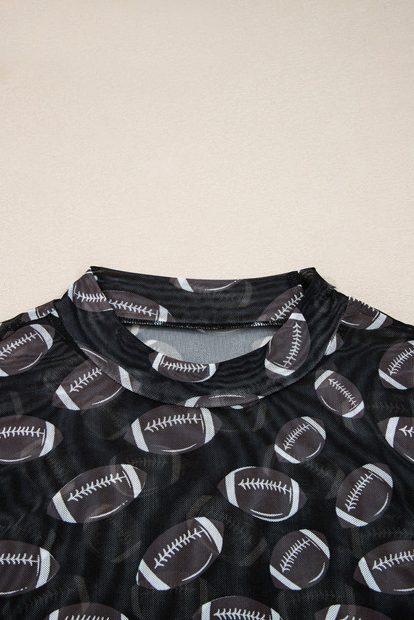 Game Day Rugby Mesh Sheer Long Sleeve Top
