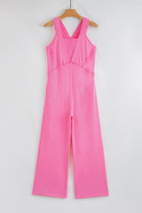 Raw Seam Patchwork Wide Leg Loose Jumpsuit