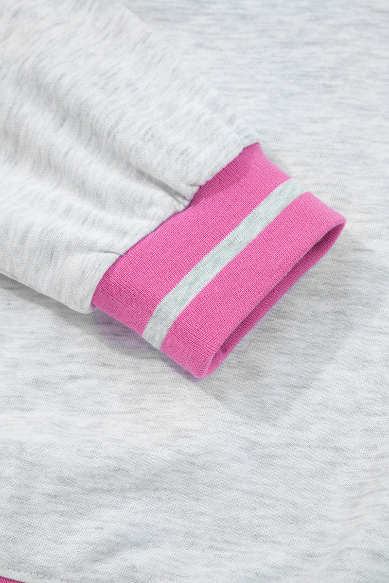 Flower Patch Contrast Trim Crew Neck Sweatshirt