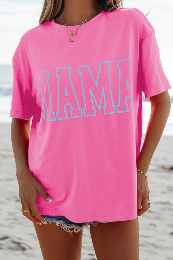Solid MAMA Letter Graphic Neon T Shirt