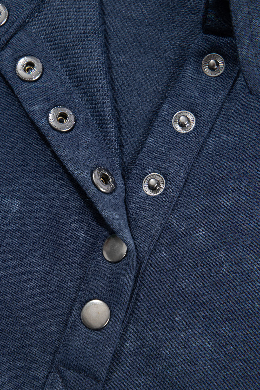 Solid Washed Snap Buttons Lantern Sleeve Pullover Sweatshirt