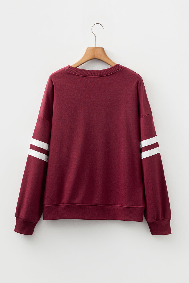 Varsity Striped Detail Drop Shoulder Oversized Sweatshirt