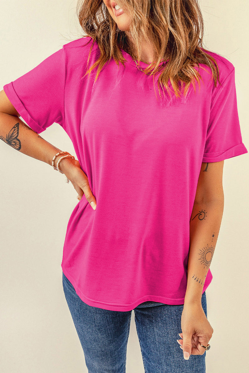 Bright Casual Plain Crew Neck Tee