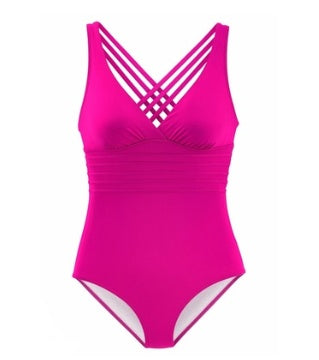 Deep V sexy backless conjoined swimsuit back cross pure pigmented swimsuit