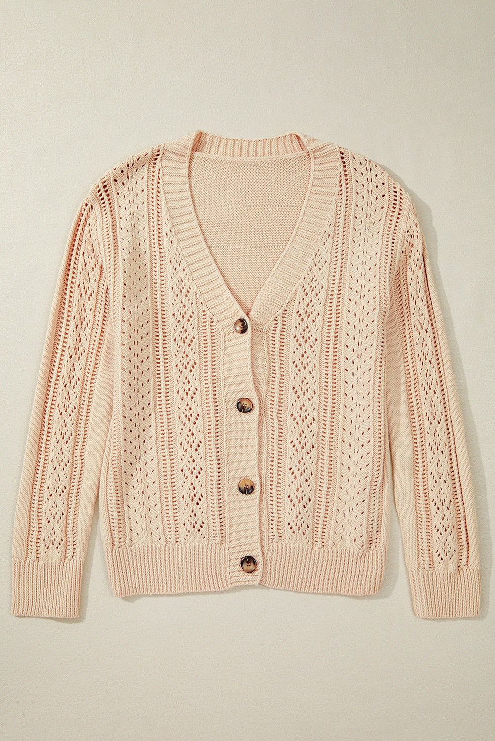 Solid Open Knit Drop Shoulder Sweater Cardigan